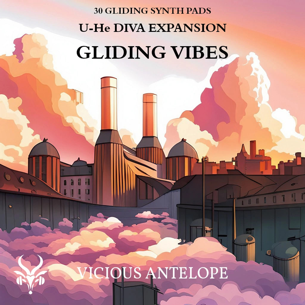 Giliding Vibes preset pack cover artwork for U-He Diva – Vicious Antelope