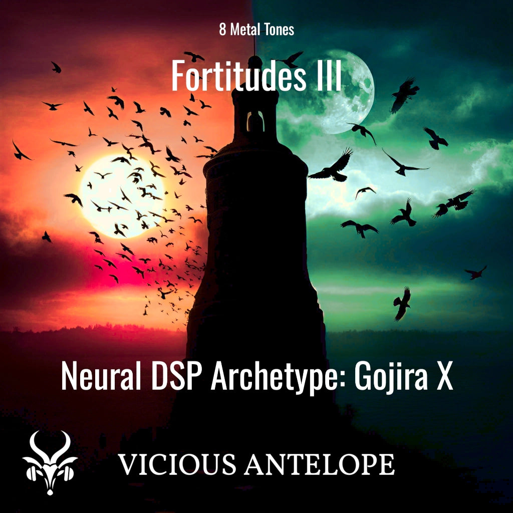 Fortitudes III guitar pack cover artwork for Neural DSP – Vicious Antelope