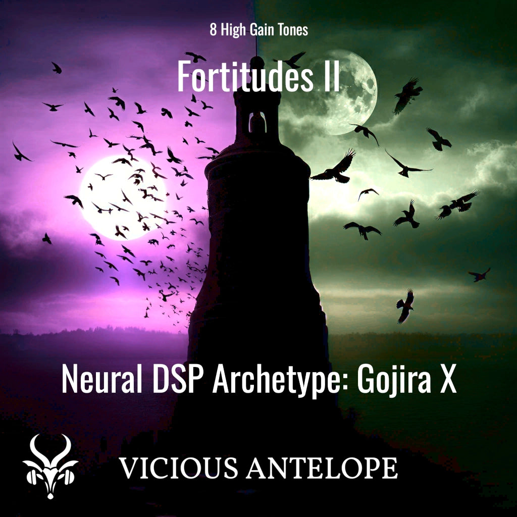 Fortitudes II guitar pack cover artwork for Neural DSP – Vicious Antelope