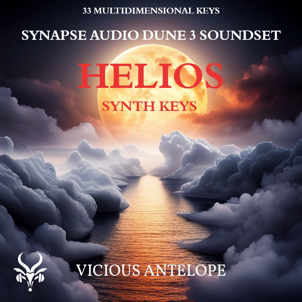 Helios Synth Keys preset library cover artwork for Dune 3 – Vicious Antelope