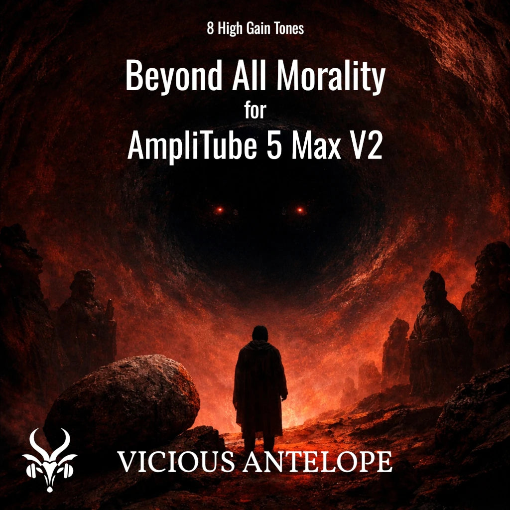 Beyond All Morality guitar pack cover artwork for Amplitube 5 Max V2 – Vicious Antelope