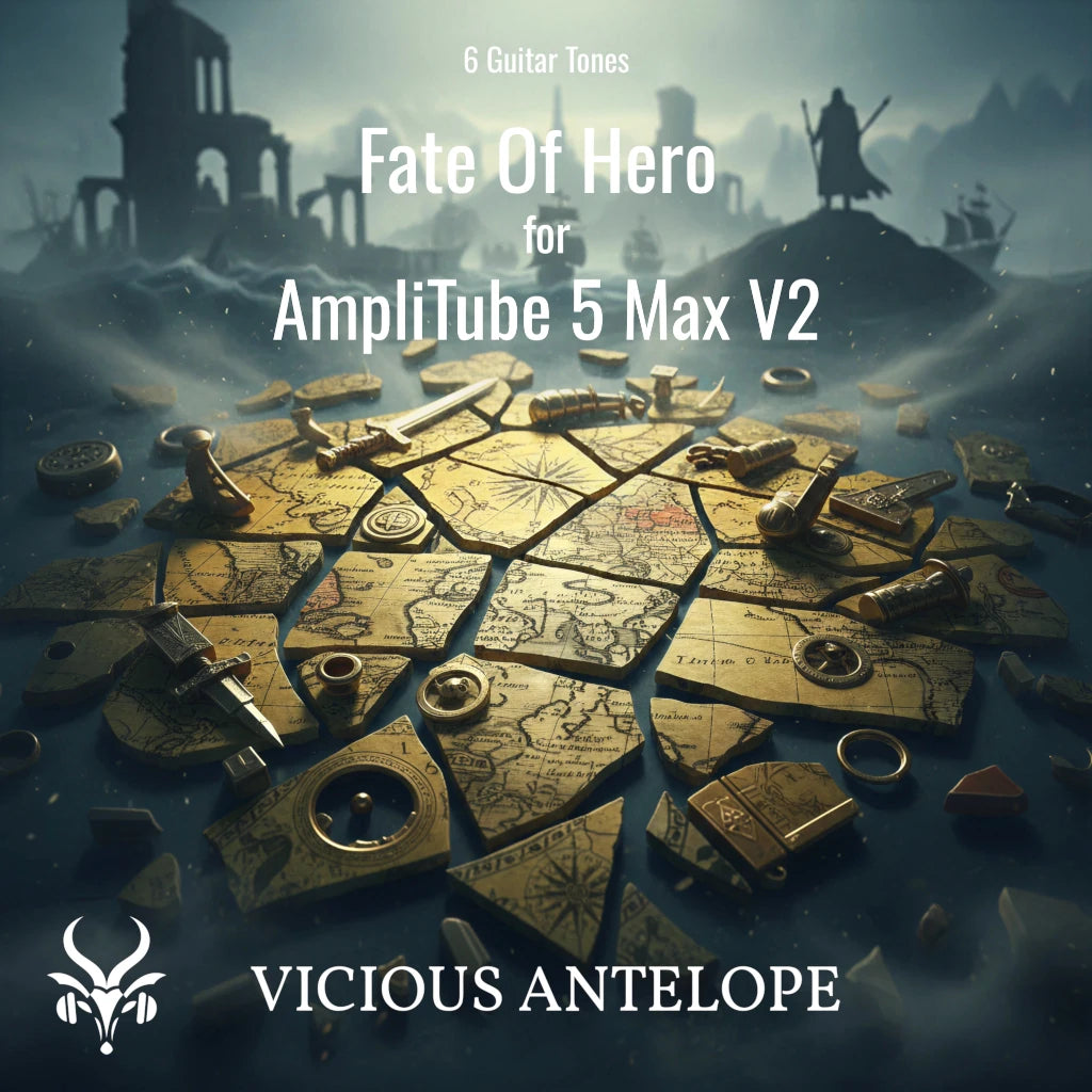 Fate Of hero guitar pack cover artwork for Amplitube 5 Max V2 – Vicious Antelope
