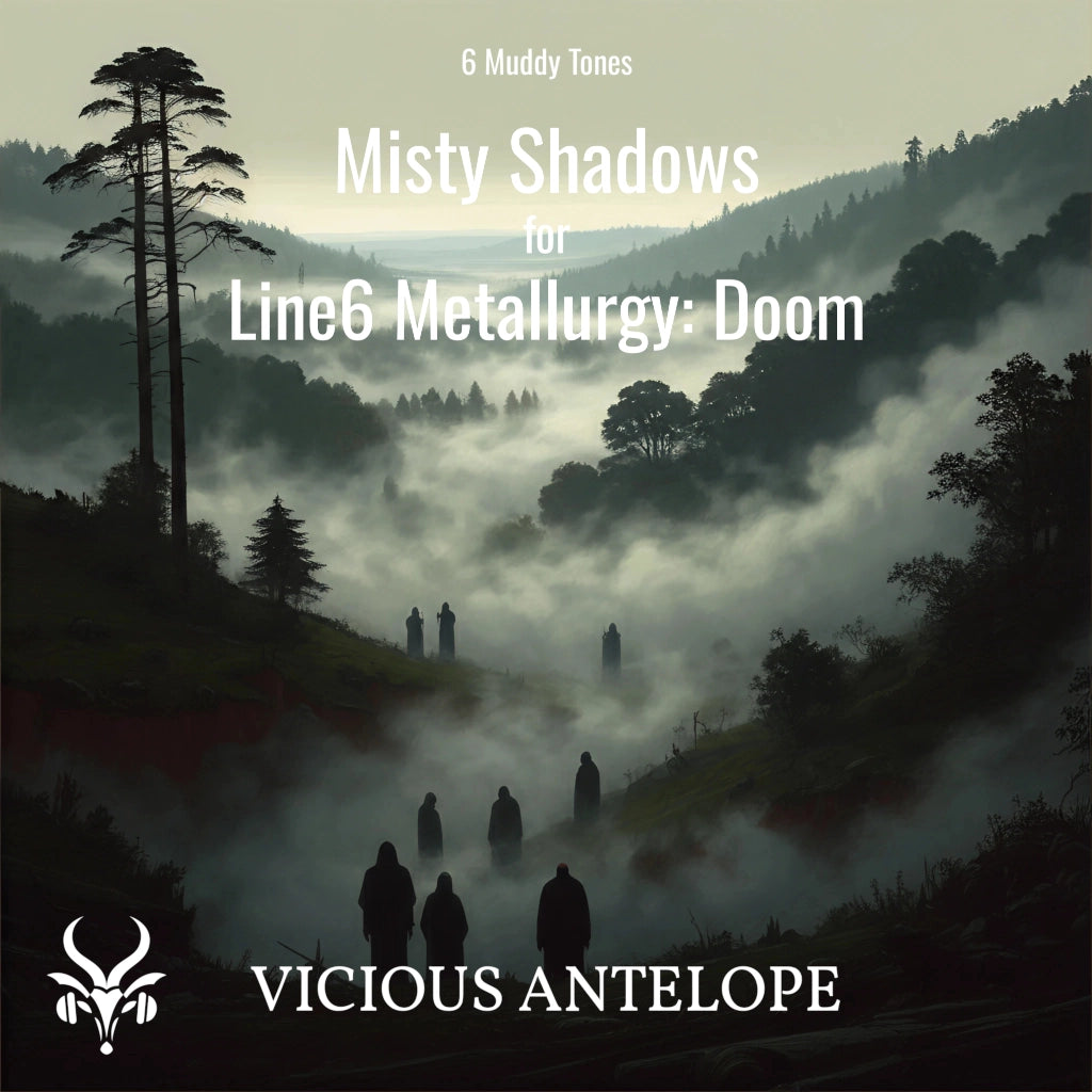 Misty Shadows guitar pack cover artwork for Line 6 Metallurgy – Vicious Antelope
