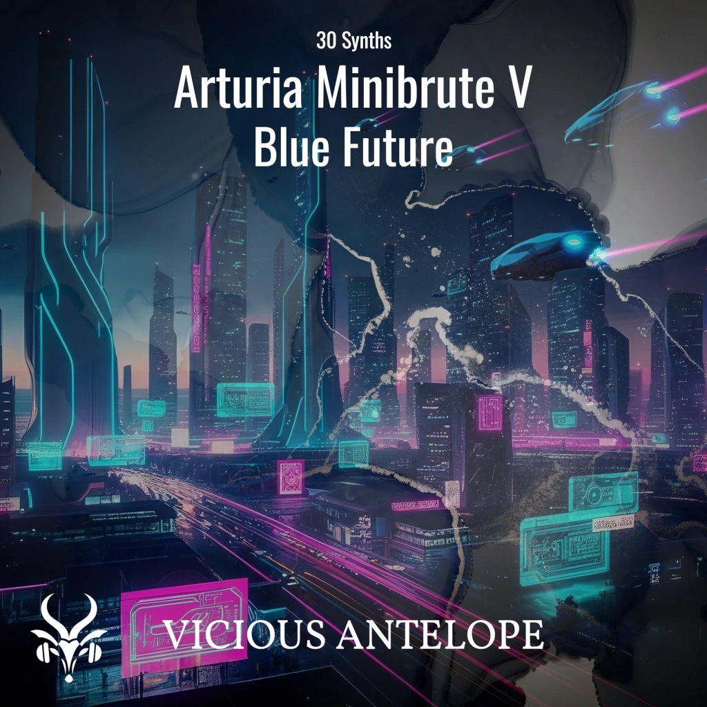 Blue Future preset pack cover artwork for Arturia – Vicious Antelope