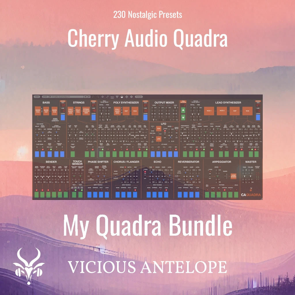 My quadra bundle preset pack cover artwork for Cherry Audio – Vicious Antelope