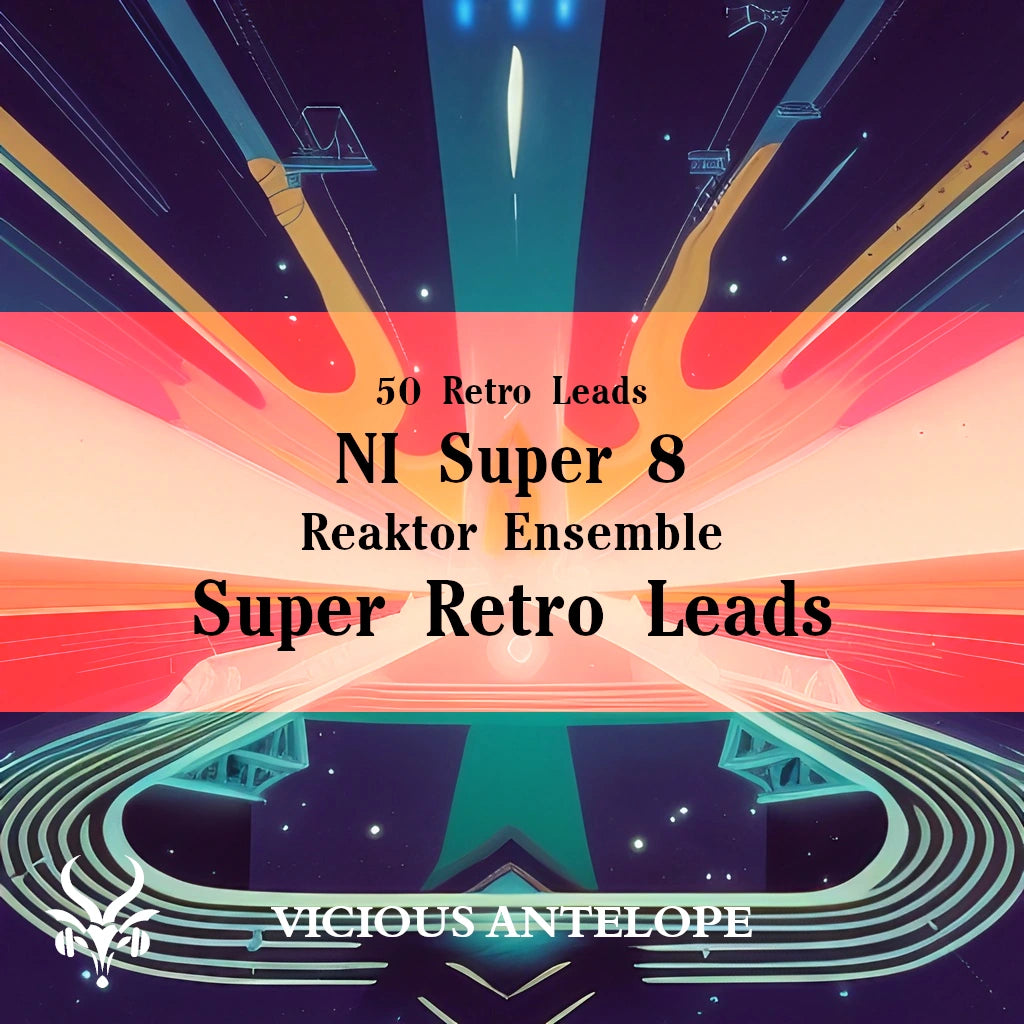 Super Retro Leads preset pack cover artwork for Native Instruments Super 8 – Vicious Antelope