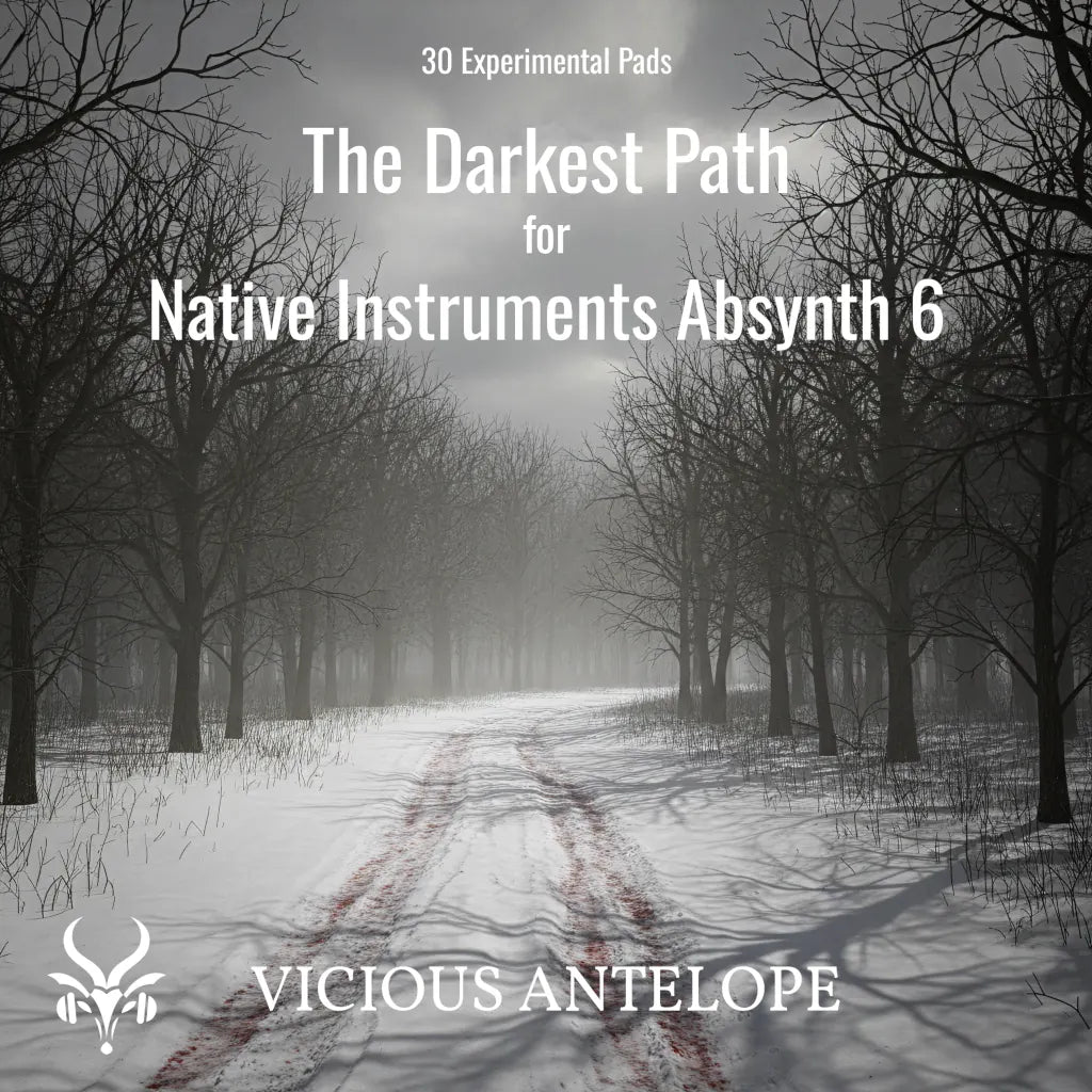 The Darkest Path preset pack cover artwork for Native Instruments Absynth 5 – Vicious Antelope