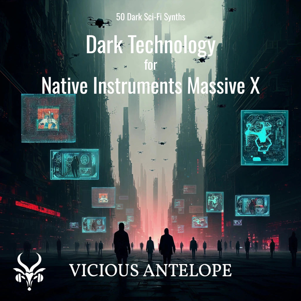 Dark Technology preset pack cover artwork for Massive X – Vicious Antelope