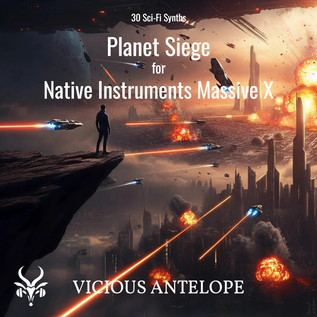Planet Siege preset pack cover artwork for Massive X – Vicious Antelope