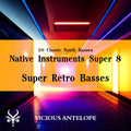 Super Retro Basses preset pack cover artwork for Native Instruments Super 8 – Vicious Antelope