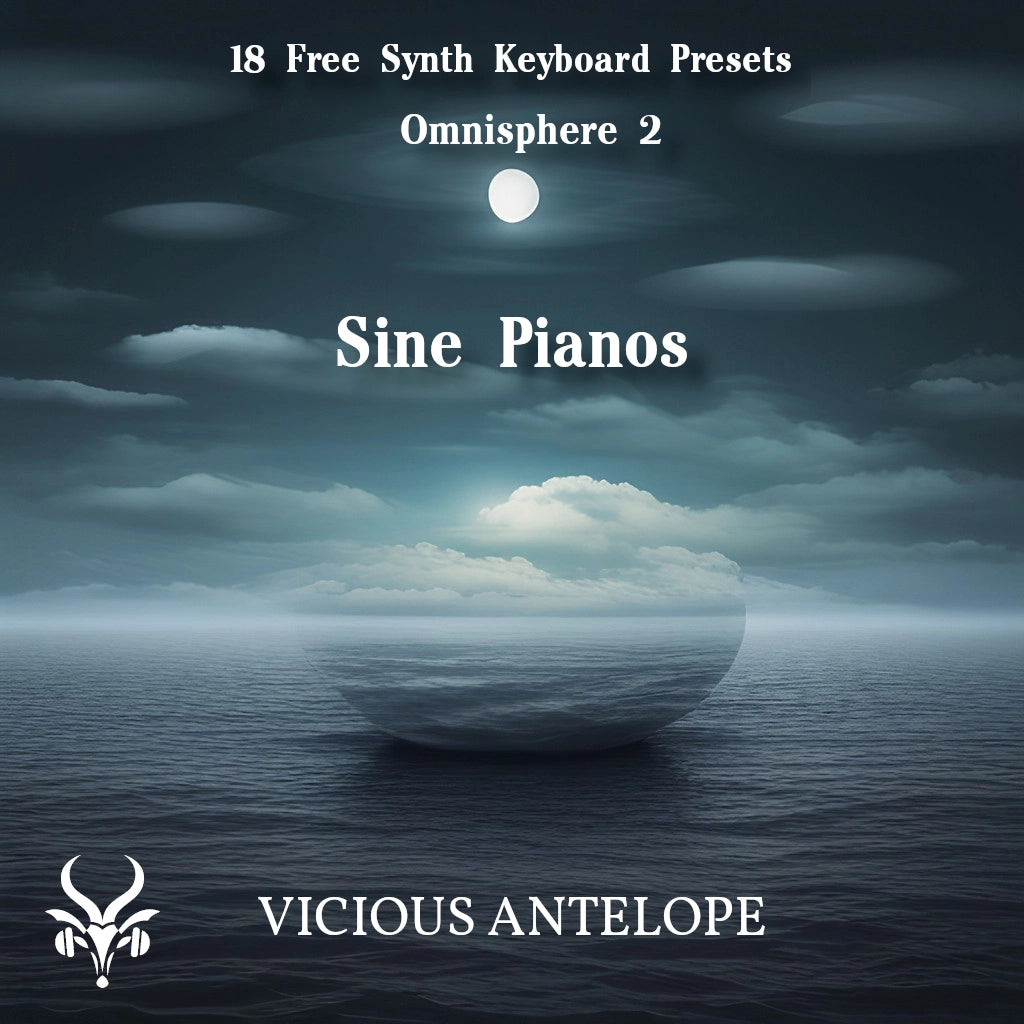 Sine PIanos preset library cover artwork for Omnisphere 3 – Vicious Antelope