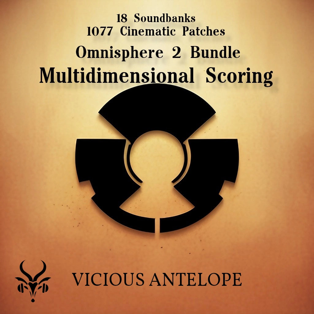 Multidimensional Scoring preset library cover artwork for Omnisphere 3 – Vicious Antelope
