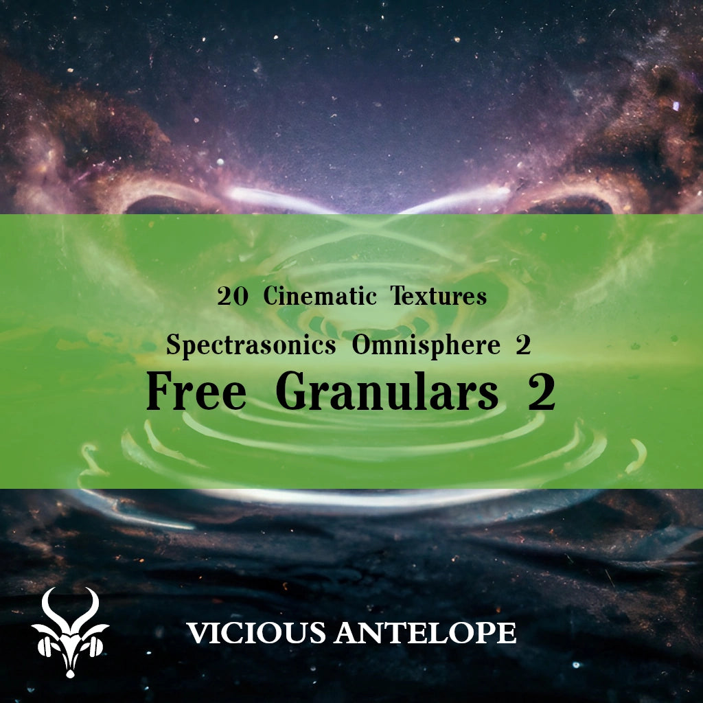 Free Granulars 2 preset library cover artwork for Omnisphere 3 – Vicious Antelope