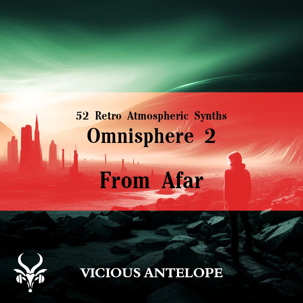 From Afar preset library cover artwork for Omnisphere 3 – Vicious Antelope