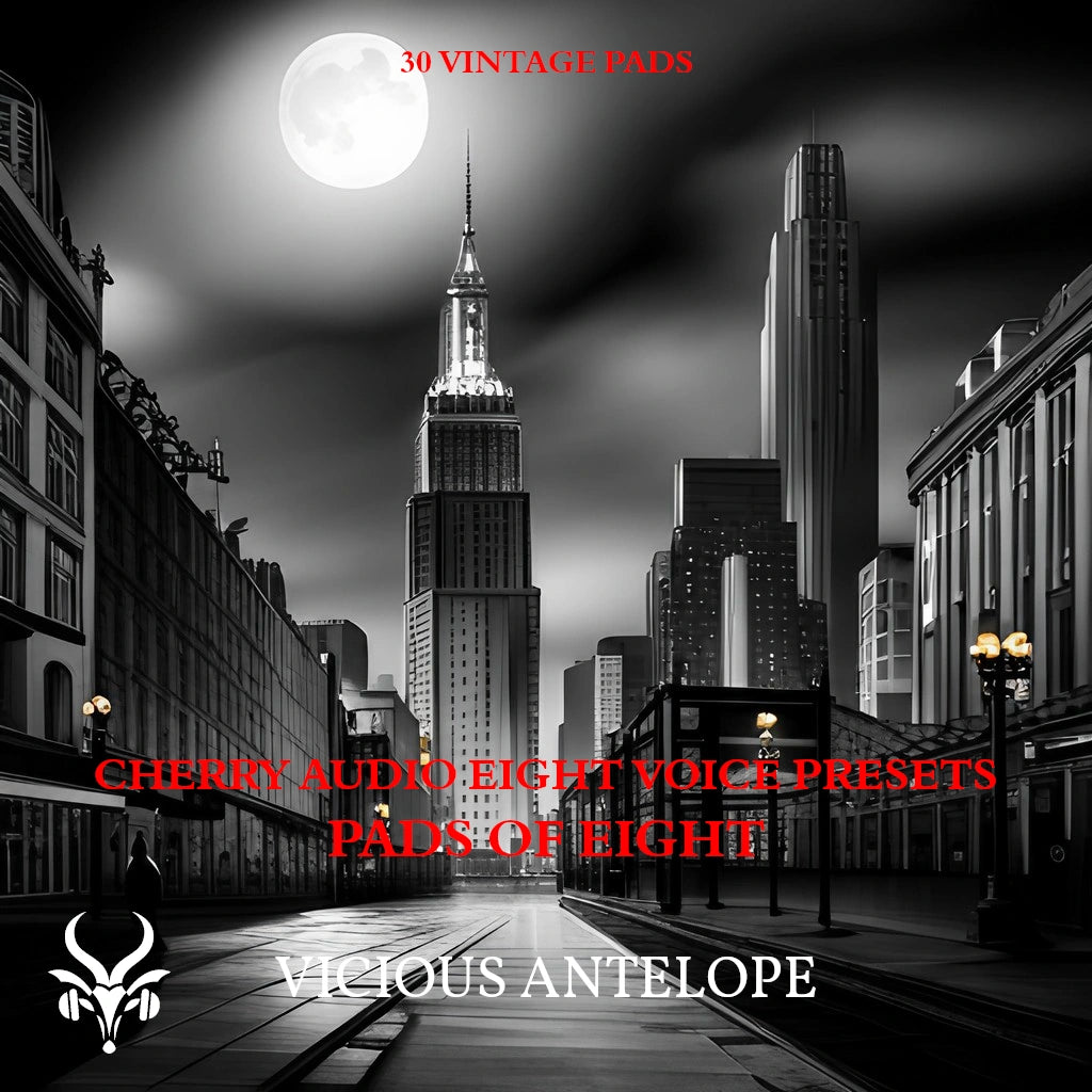 Pads Of Eight preset pack cover artwork for Cherry Audio – Vicious Antelope