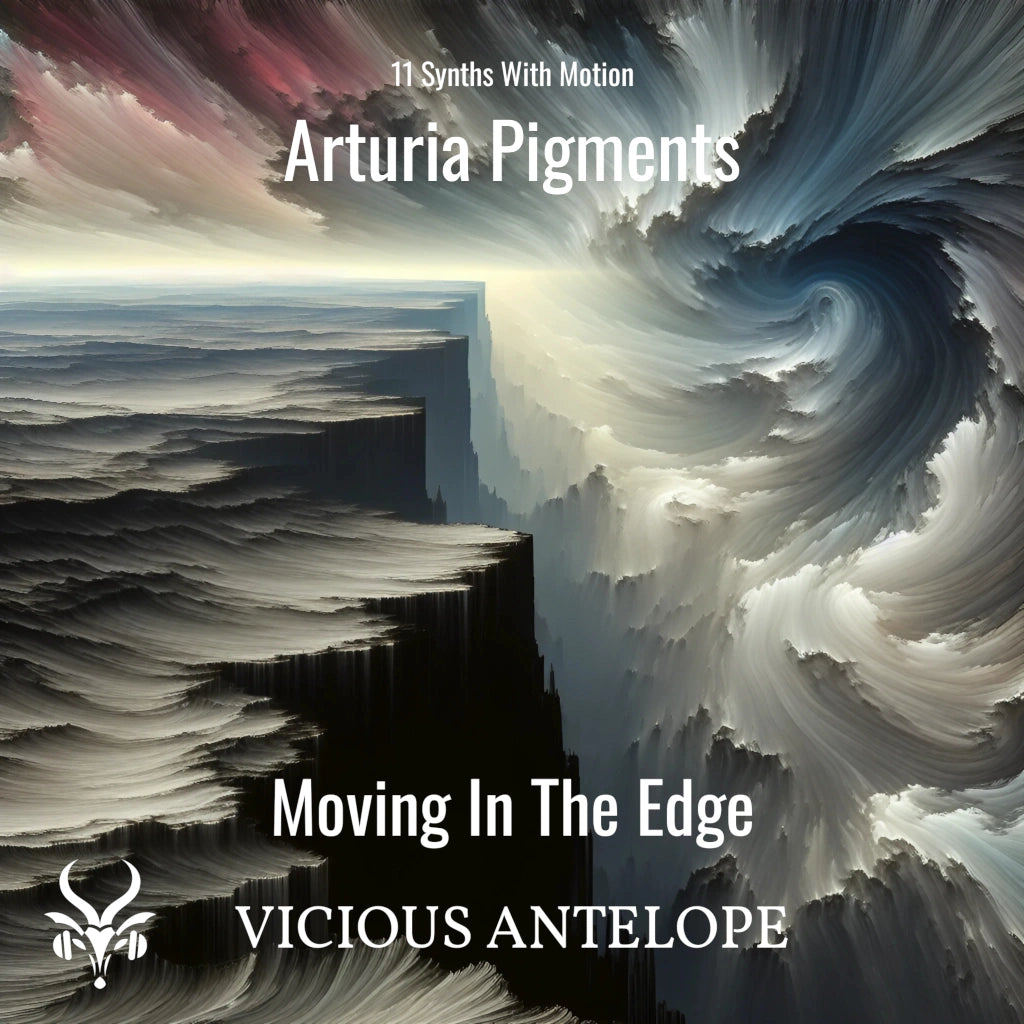 Moving In The Edge preset pack cover artwork for Arturia Pigments – Vicious Antelope