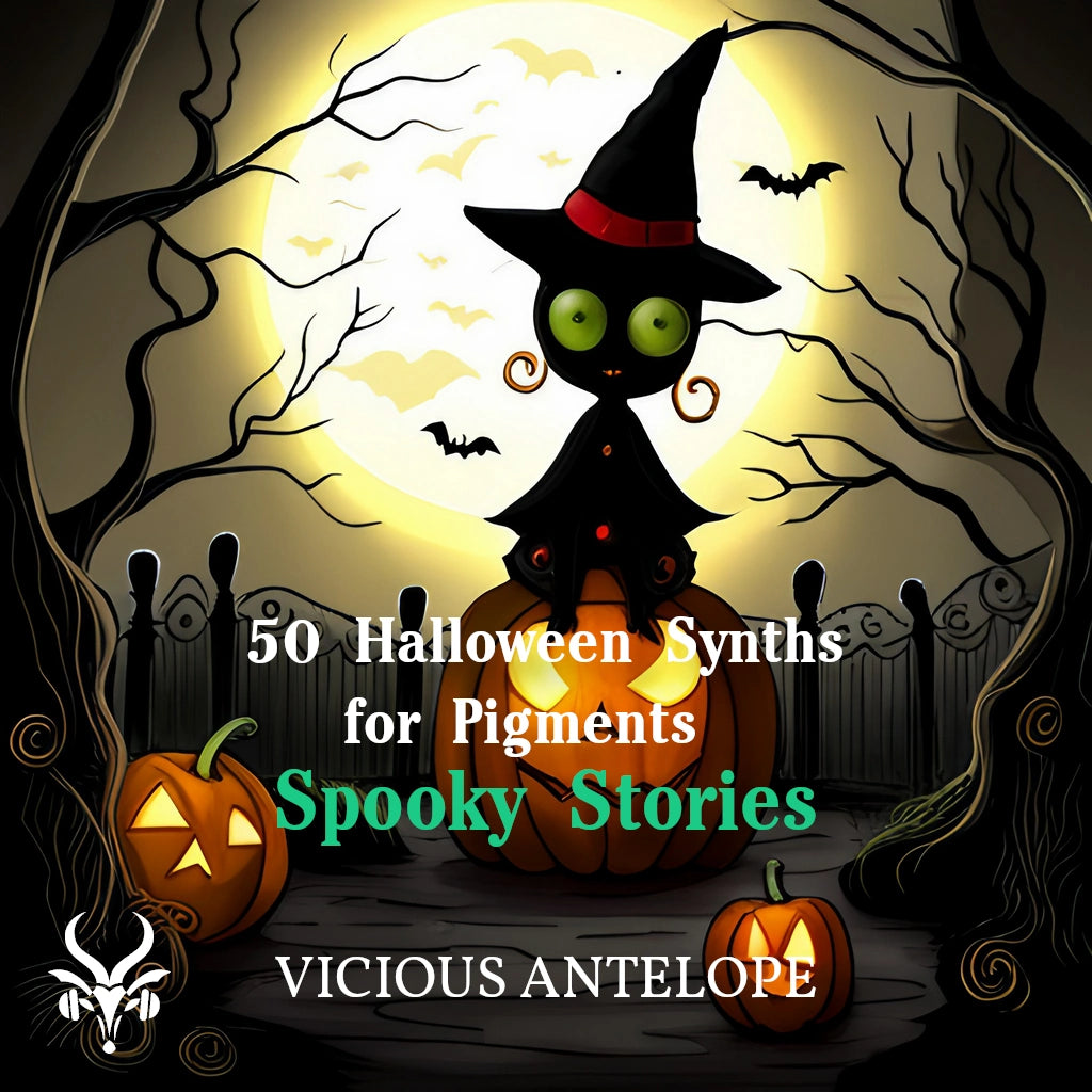 Spooky Stories preset pack cover artwork for Arturia Pigments – Vicious Antelope