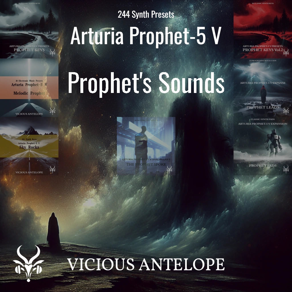 Prophet's sounds bundle preset pack cover artwork for Arturia – Vicious Antelope