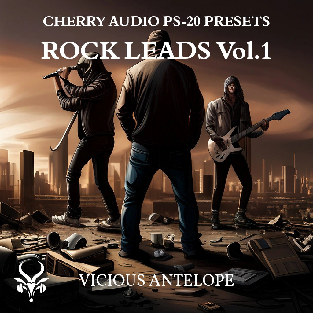 Rock leads Vol.1 preset pack cover artwork for Cherry Audio – Vicious Antelope