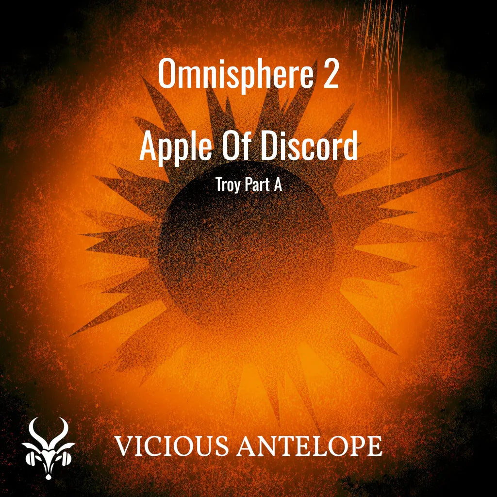 Troy Part A: Apple Of Discord preset library cover artwork for Omnisphere 3 – Vicious Antelope