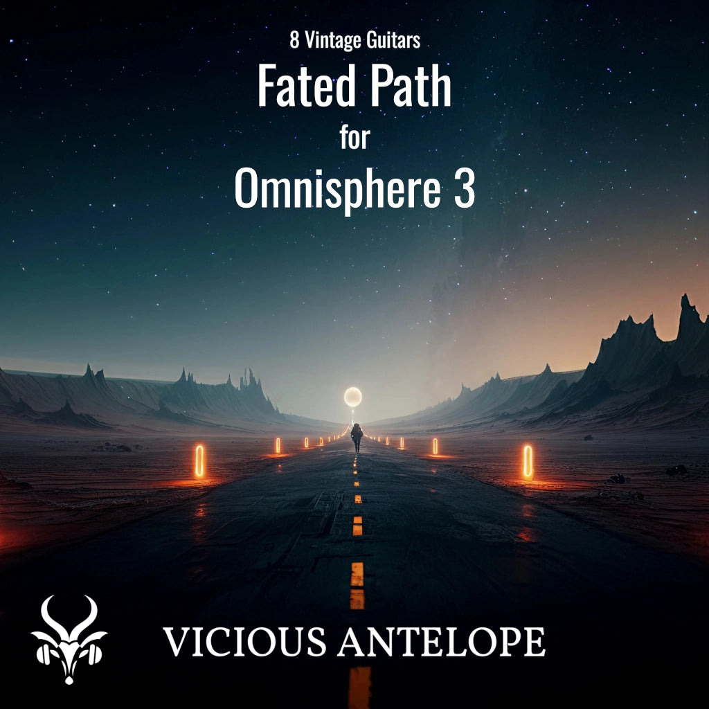 Fated Path preset library cover artwork for Omnisphere 3 – Vicious Antelope