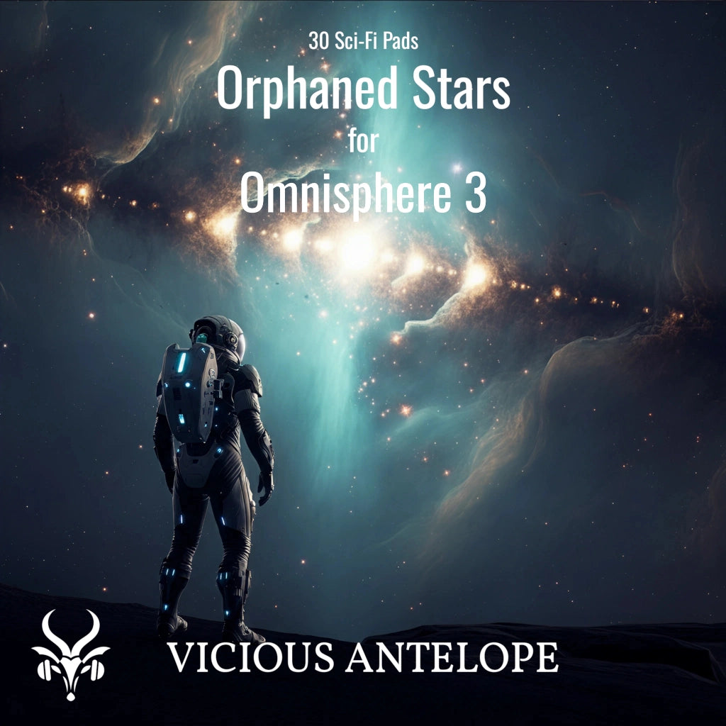 Orphaned Stars preset library cover artwork for Omnisphere 3 – Vicious Antelope