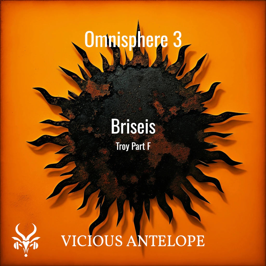 Troy F - Briseis preset library cover artwork for Omnisphere 3 – Vicious Antelope