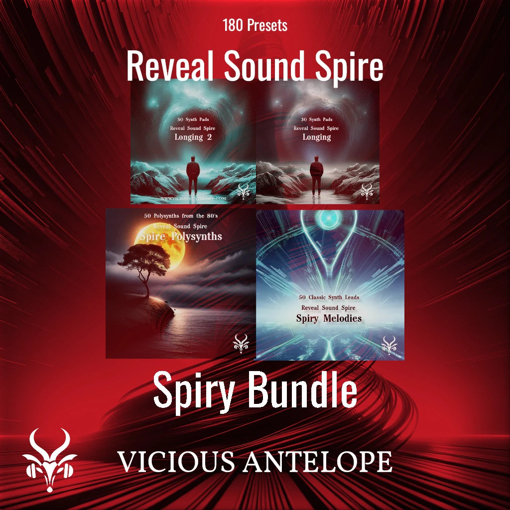 Spiry Bundle preset pack cover artwork for Reveal Sound Spire – Vicious Antelope