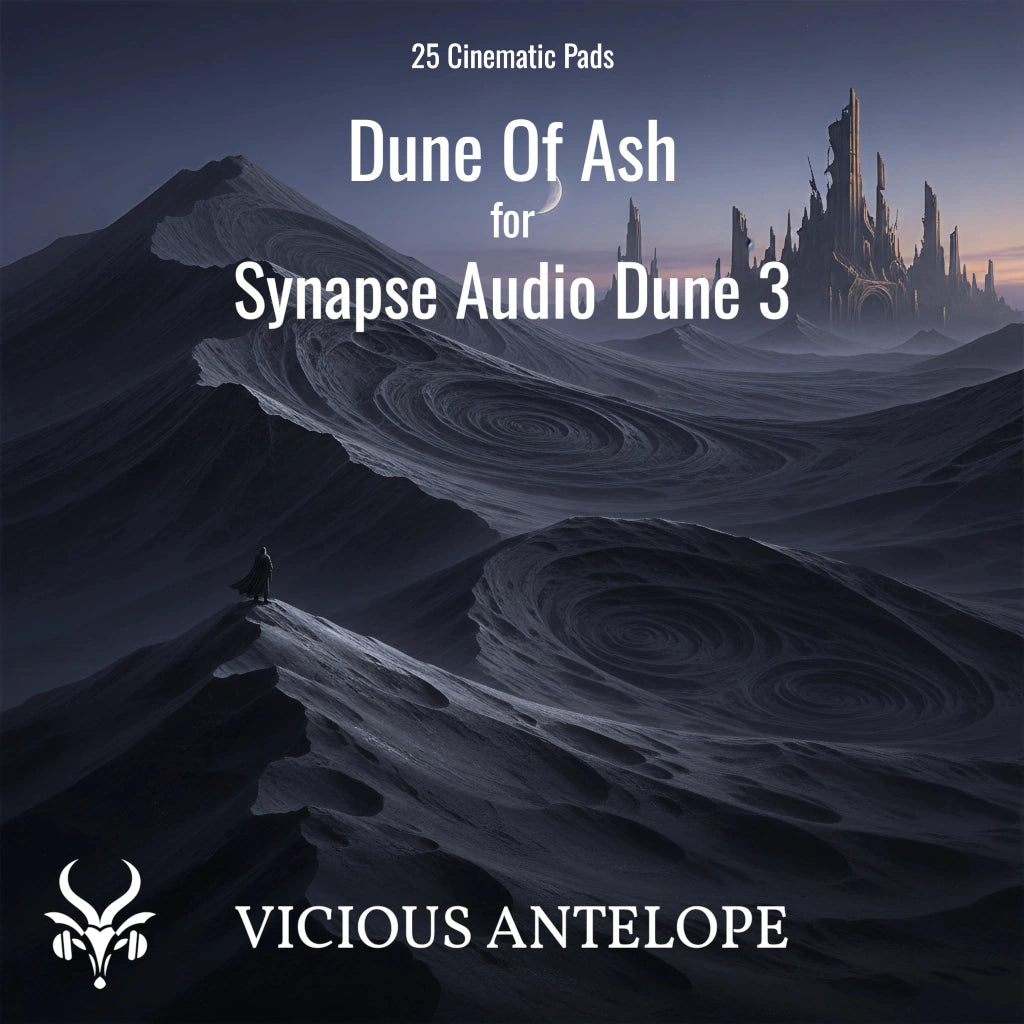 Dune Of Ash preset library cover artwork for Dune 3 – Vicious Antelope