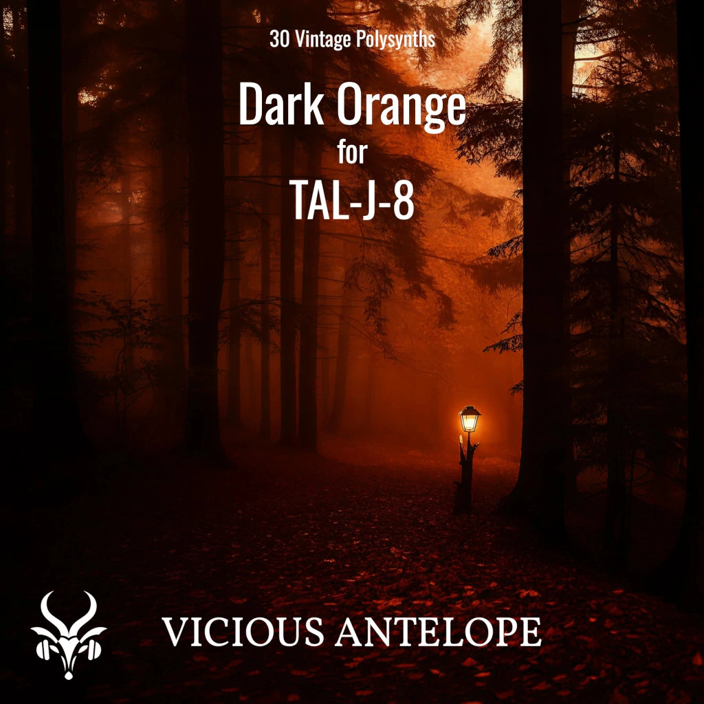 Dark Orange preset pack cover artwork for TAL-J-8 – Vicious Antelope