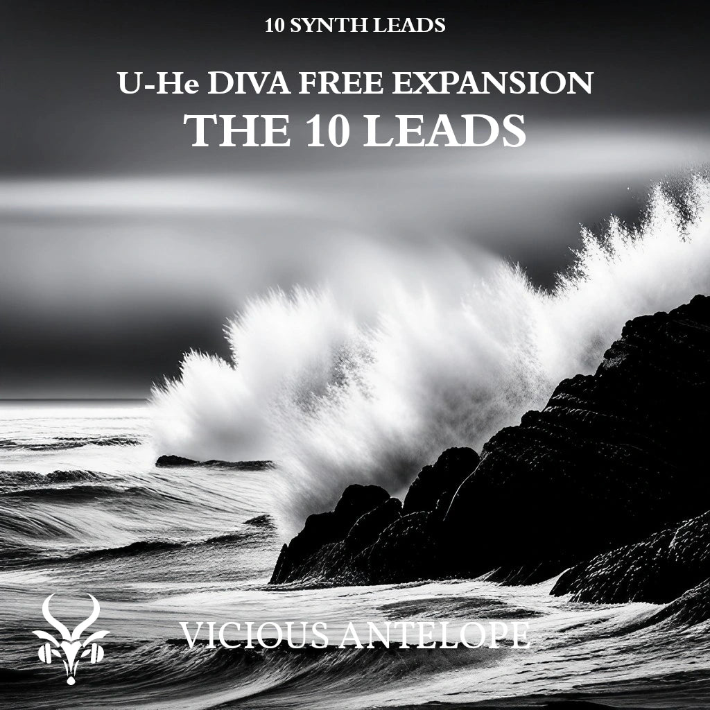 The 10 Leads preset pack cover artwork for U-He Diva – Vicious Antelope