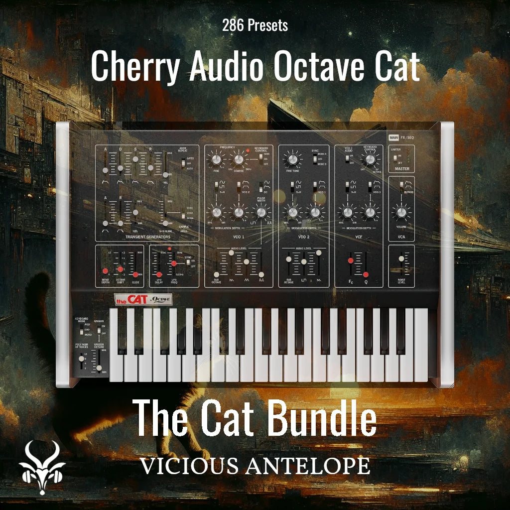 The Cat Bundle preset pack cover artwork for Cherry Audio – Vicious Antelope