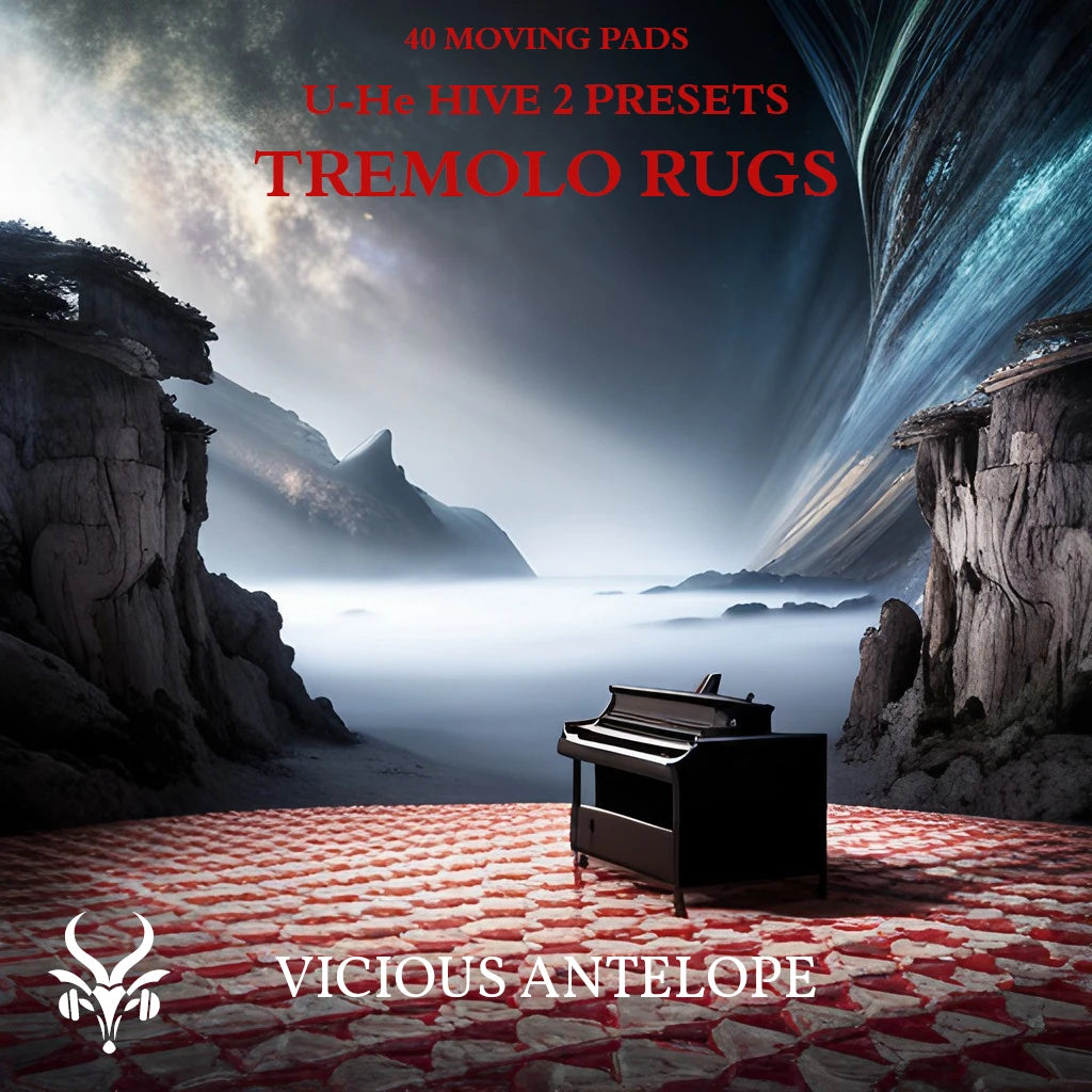 Tremolo Rugs preset pack cover artwork for U-He Hive – Vicious Antelope