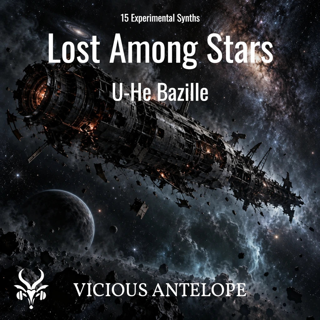 Lost Among Stars artwork for 15 experimental u-he Bazille synthesizer presets.