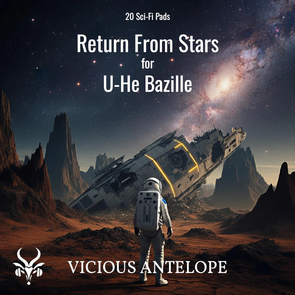 Return From Stars preset pack cover artwork for U-He BAZILLE – Vicious Antelope