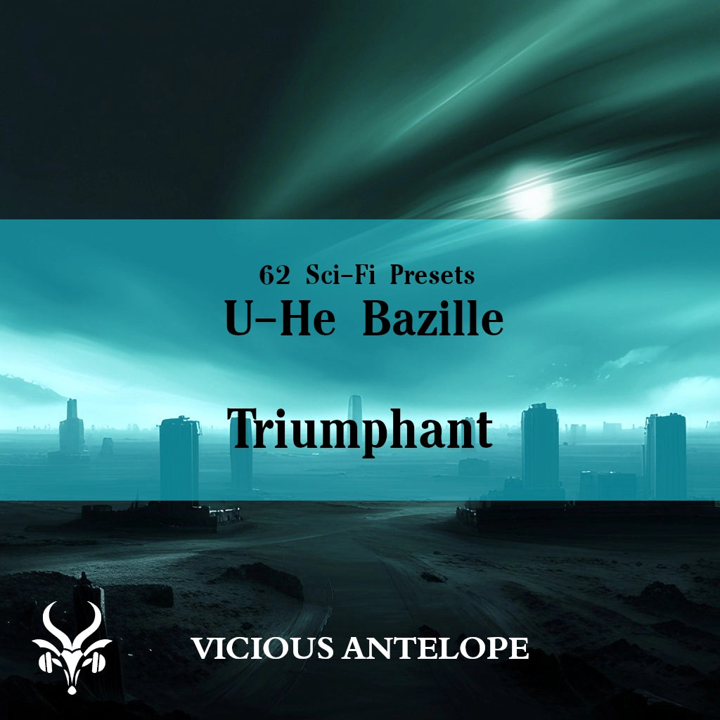 Triumphant preset pack cover artwork for U-He BAZILLE – Vicious Antelope