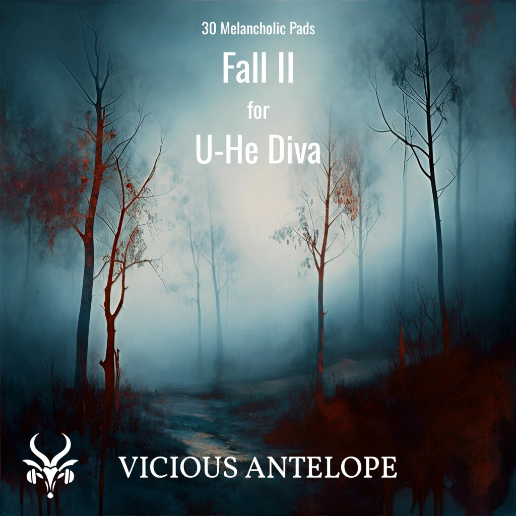 Fall II preset pack cover artwork for U-He Diva – Vicious Antelope
