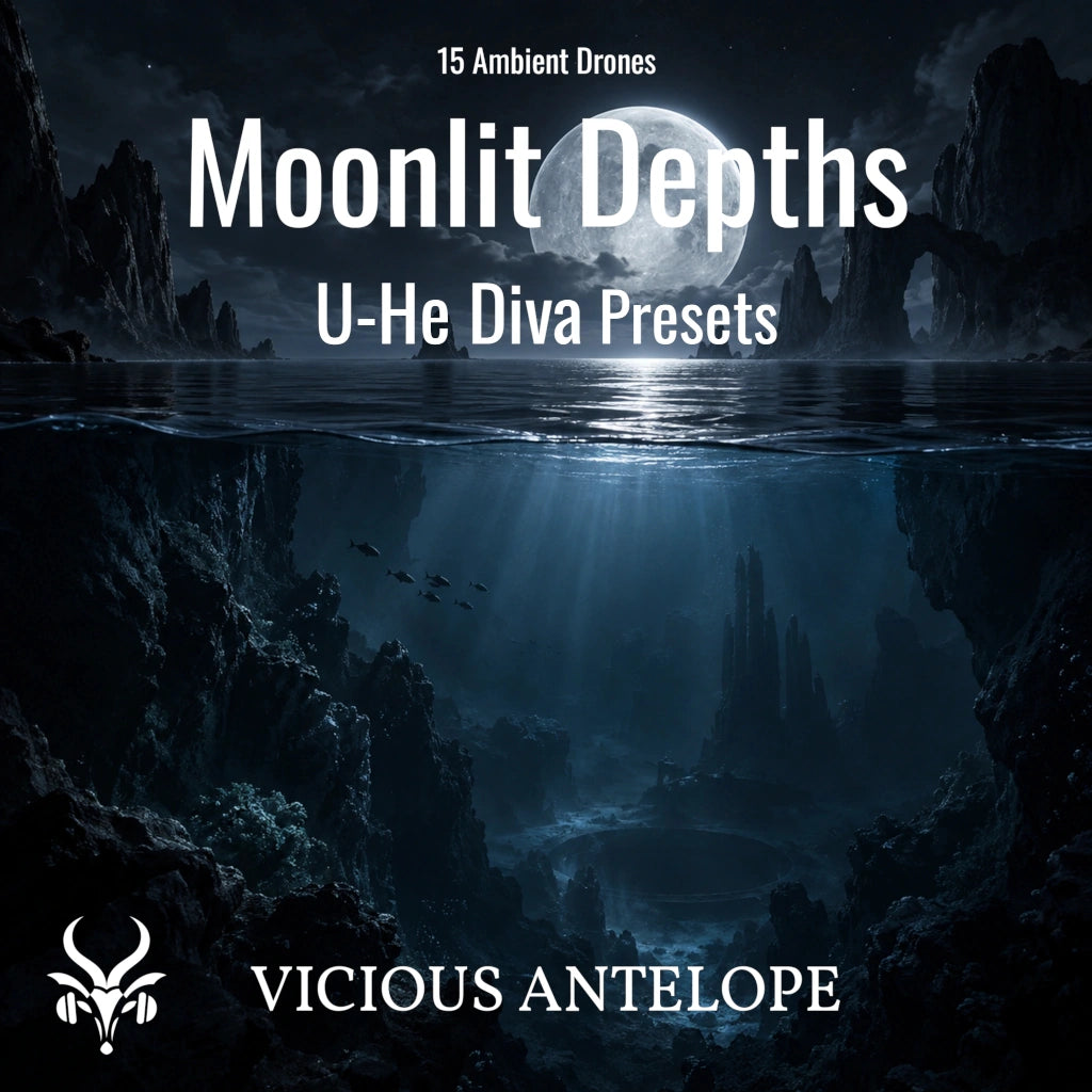 Moonlit Depths U-He Diva ambient bass presets with dark industrial drone textures
