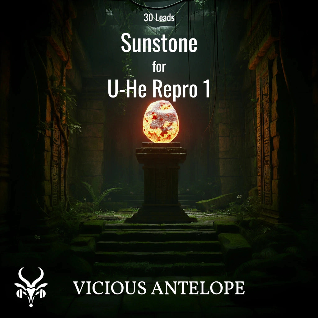 Sunstone preset pack cover artwork for U-He RePro 1 – Vicious Antelope