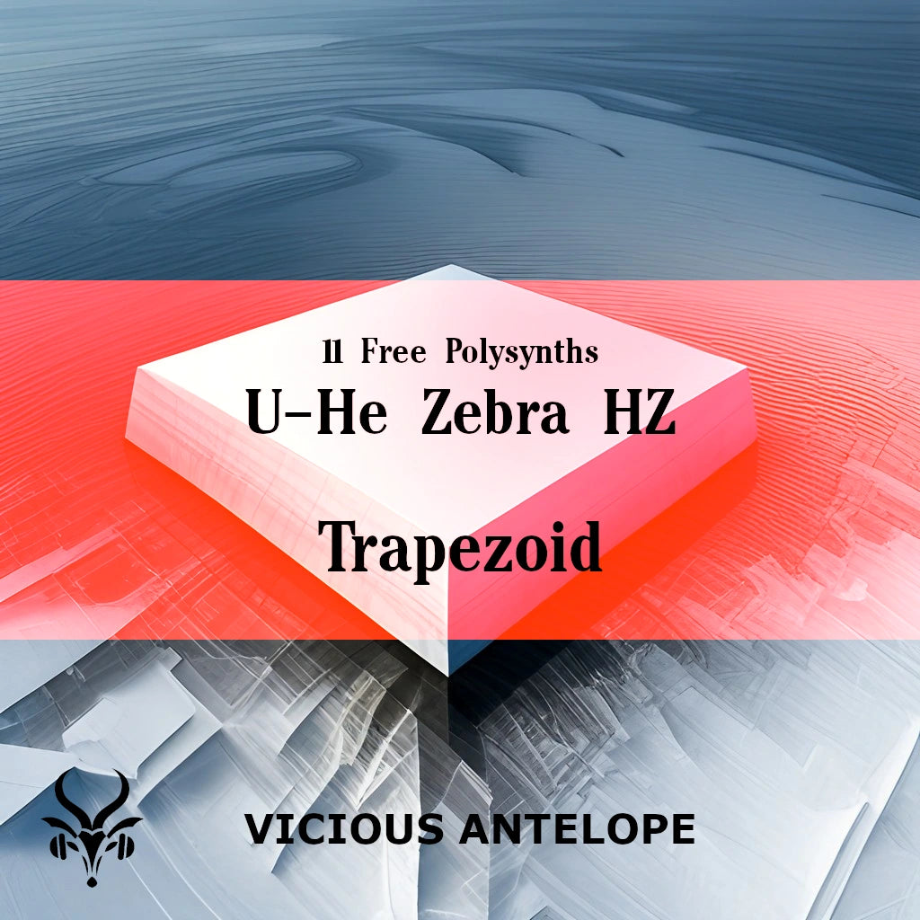 Trapezoid preset pack cover artwork for U-He Zebra– Vicious Antelope