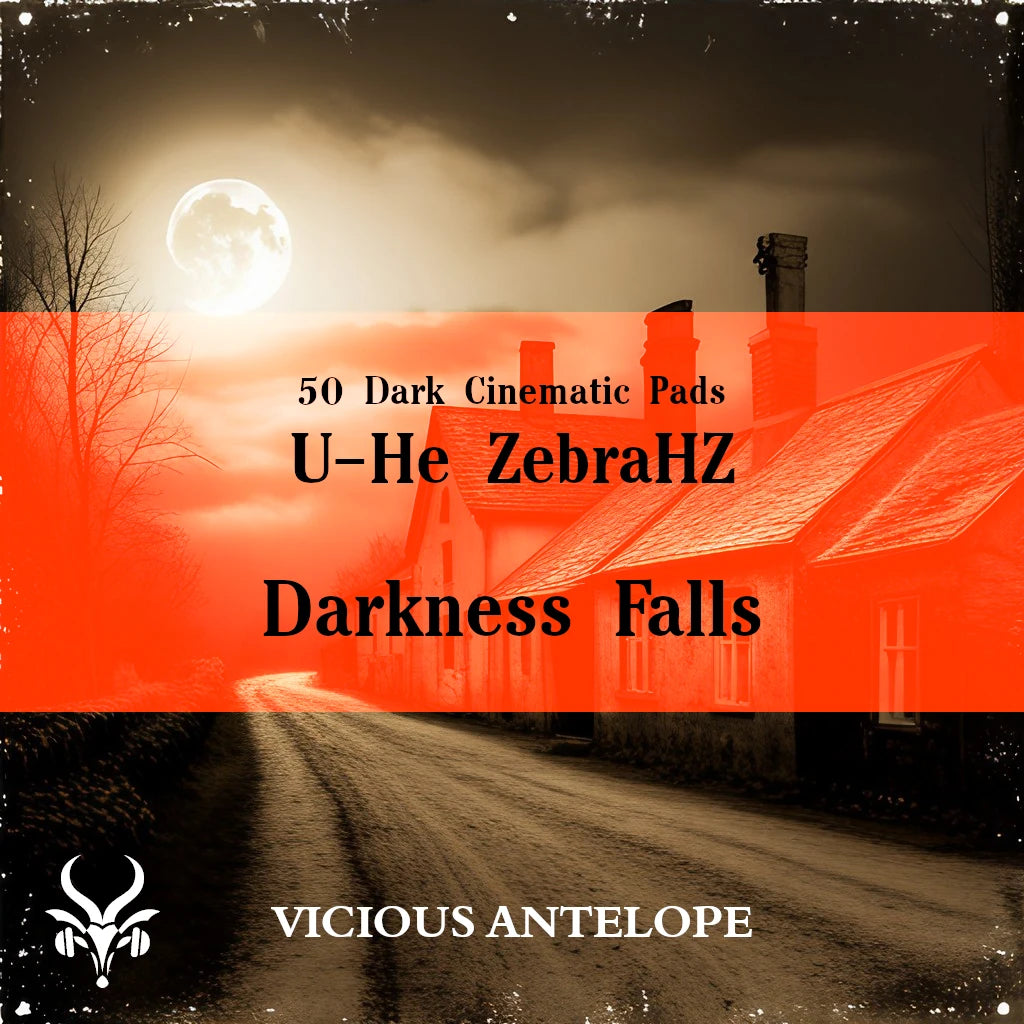 Darkness Falls preset pack cover artwork for U-He Zebra– Vicious Antelope