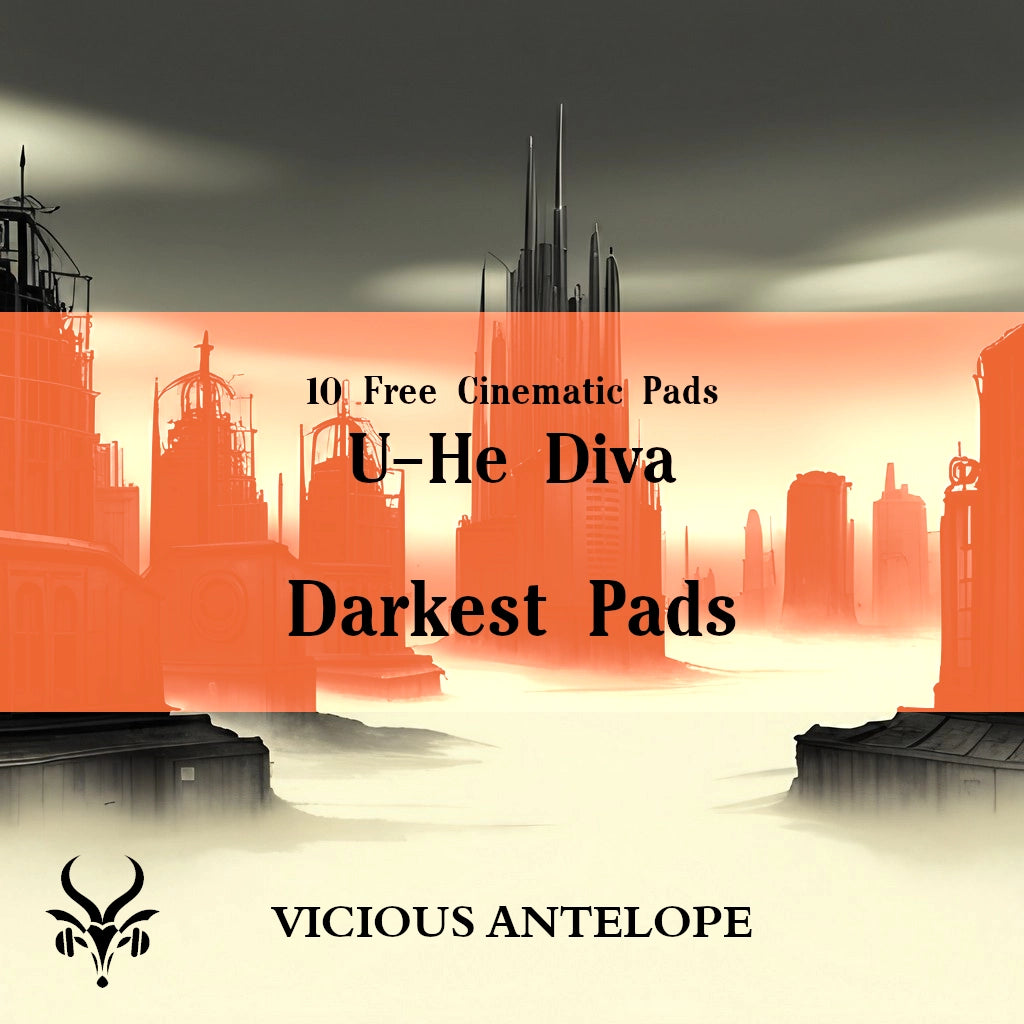Darkest Pads preset pack cover artwork for U-He Diva – Vicious Antelope