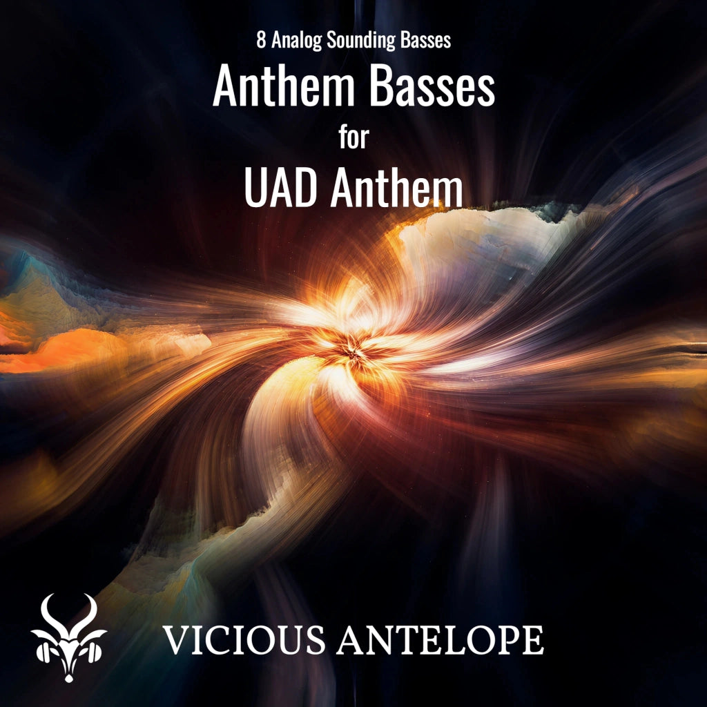 Anthem Basses preset pack cover artwork for Universal Audio Anthem – Vicious Antelope