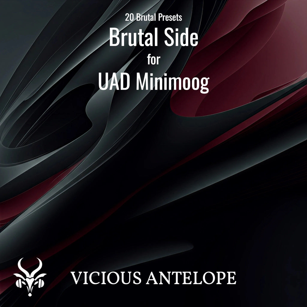 Brutal Side preset pack cover artwork for Universal Audio Minimoog – Vicious Antelope