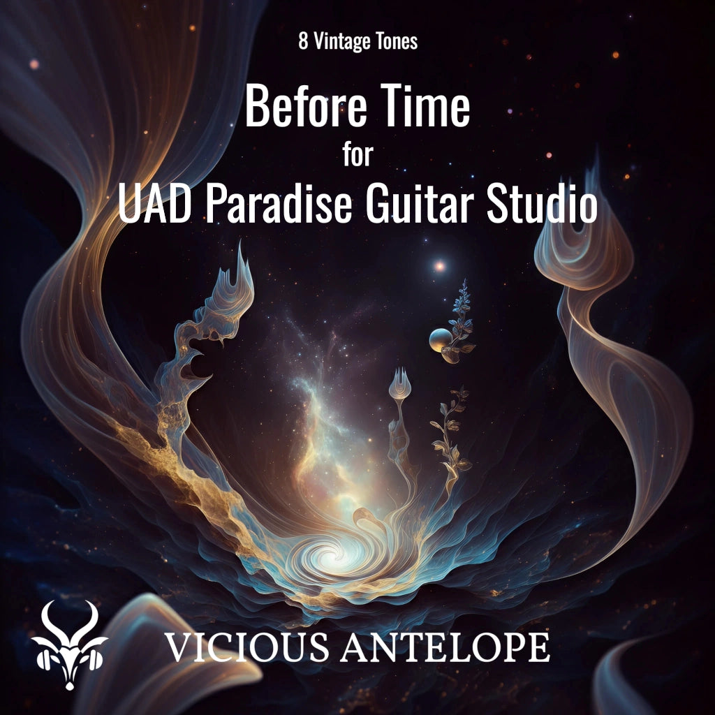 Before Time guitar pack cover artwork for Universal Audio Amps – Vicious Antelope
