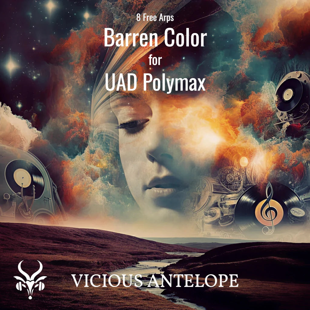 Barren Color preset pack cover artwork for Universal Audio Polymax – Vicious Antelope