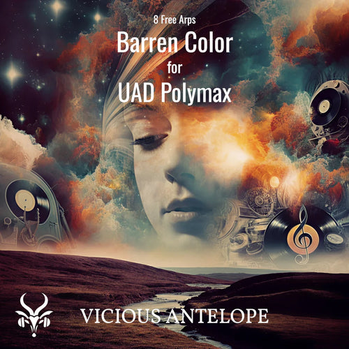 Barren Color preset pack cover artwork for Universal Audio Polymax – Vicious Antelope