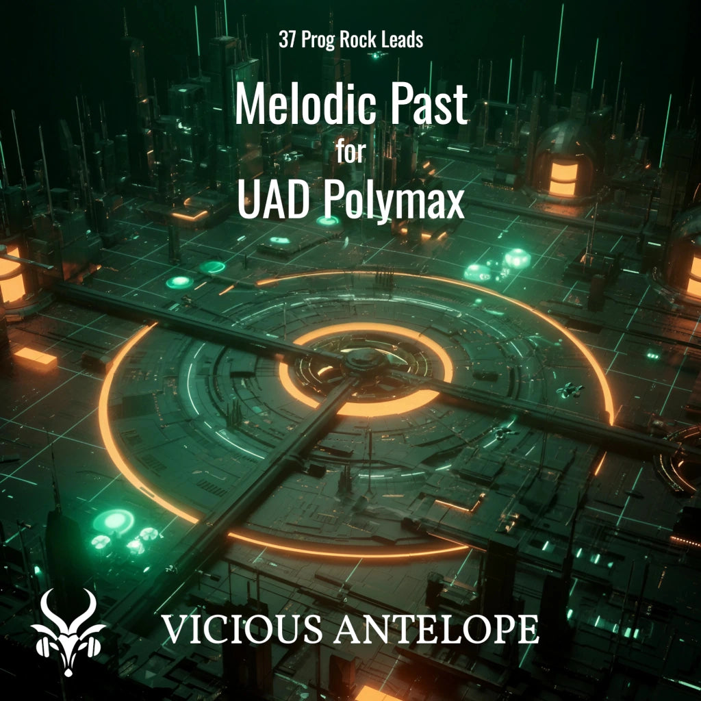 Melodic Past preset pack cover artwork for Universal Audio Polymax – Vicious Antelope