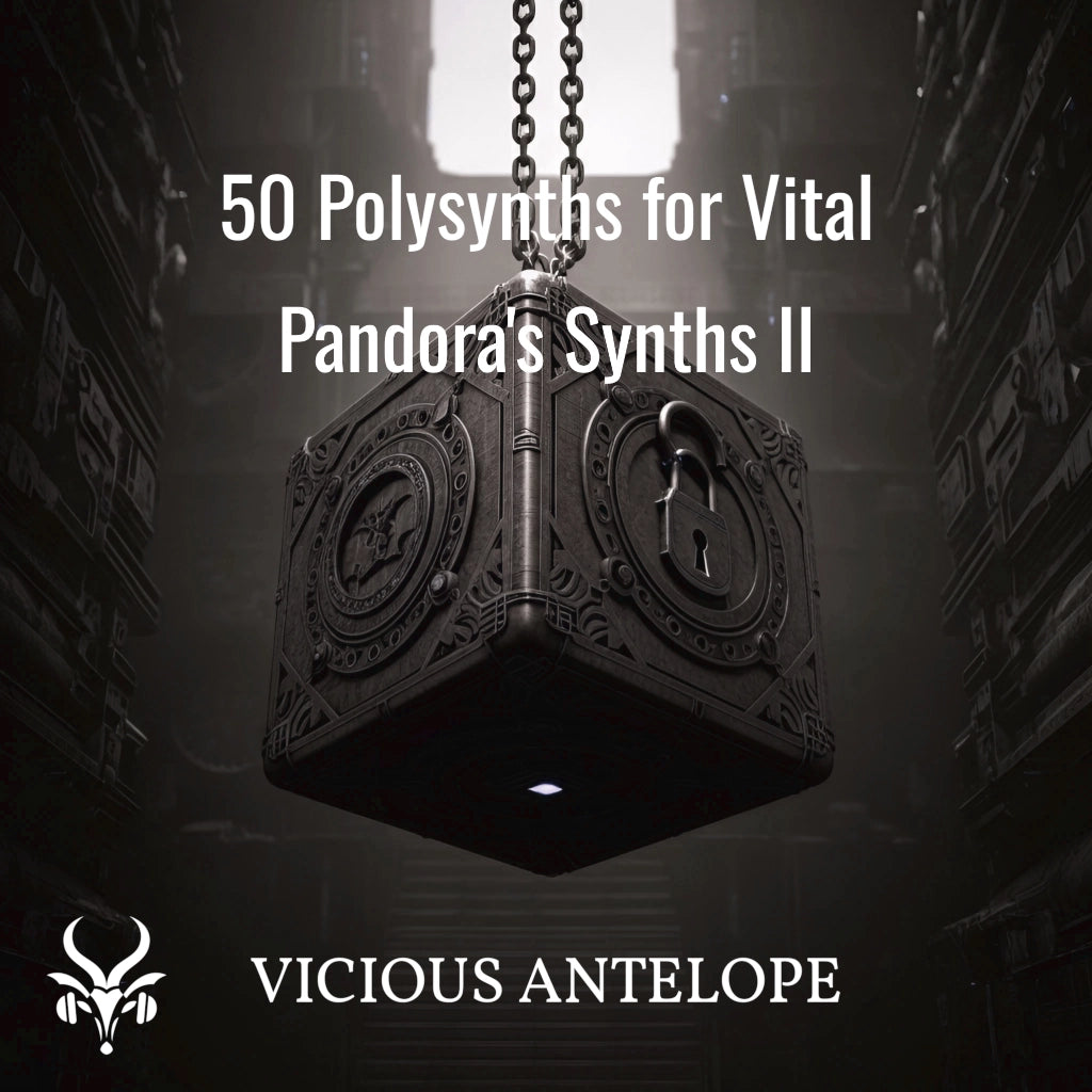 Pandora's Synths II preset pack cover artwork for Vital – Vicious Antelope