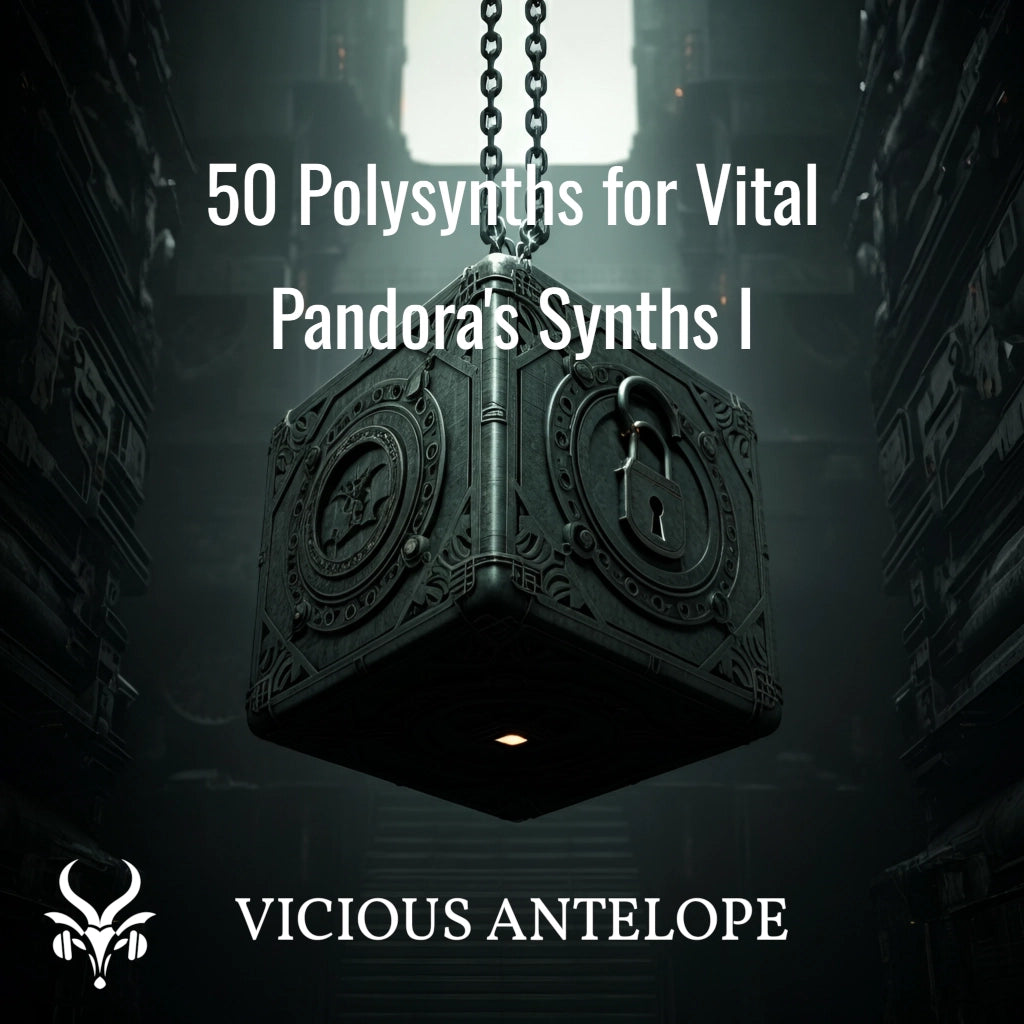 Pandora's Synths preset pack cover artwork for Vital – Vicious Antelope